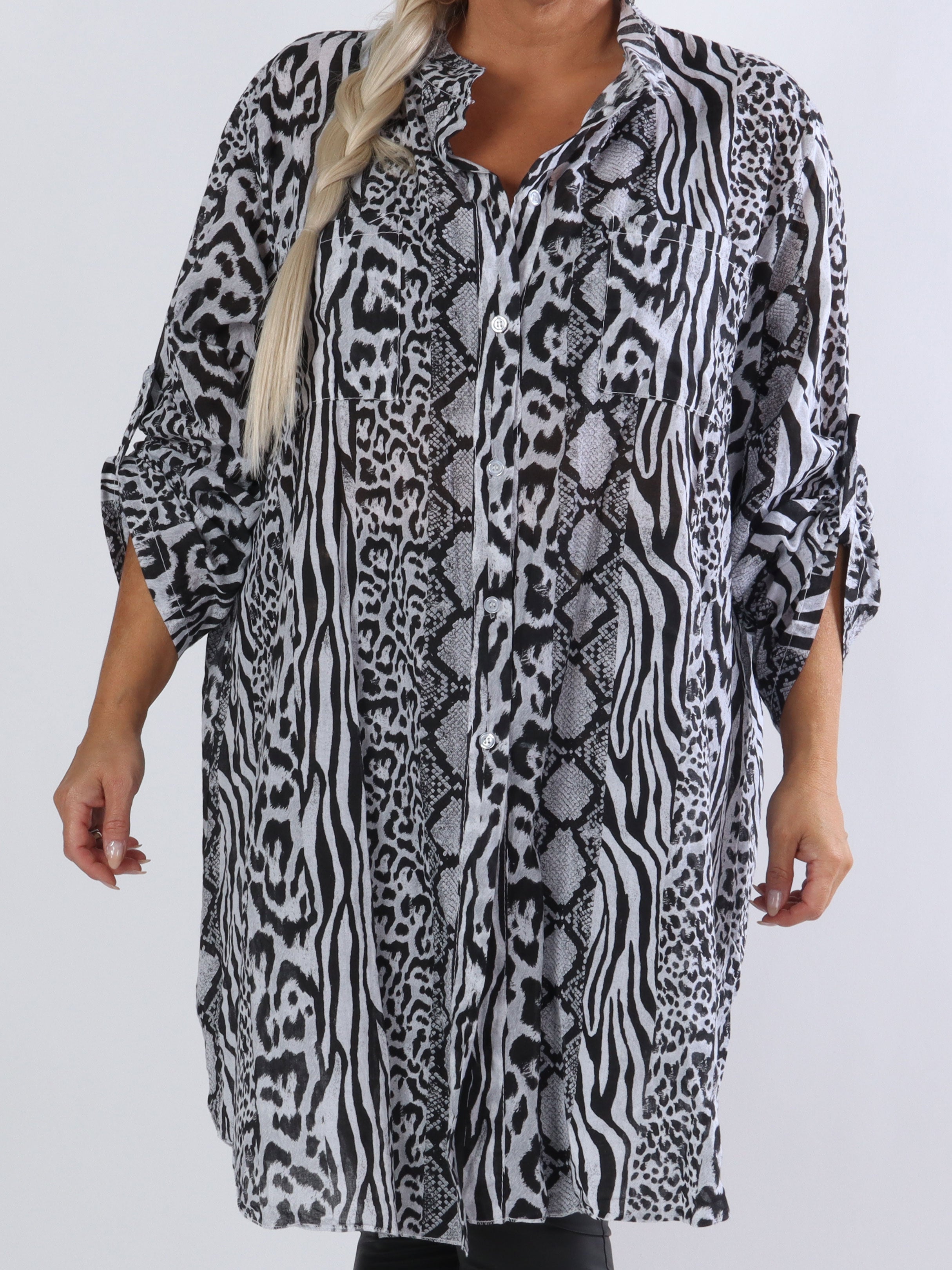 Berna Animal - Plus size skjorte i blandet dyreprint